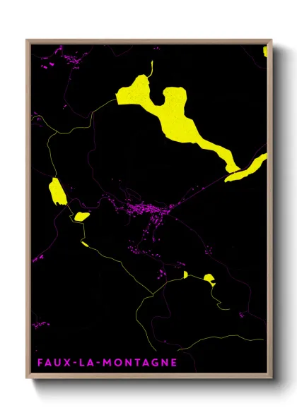 Une affiche de carte sur Faux-la-Montagne