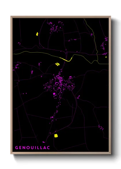 Une affiche de carte sur Genouillac
