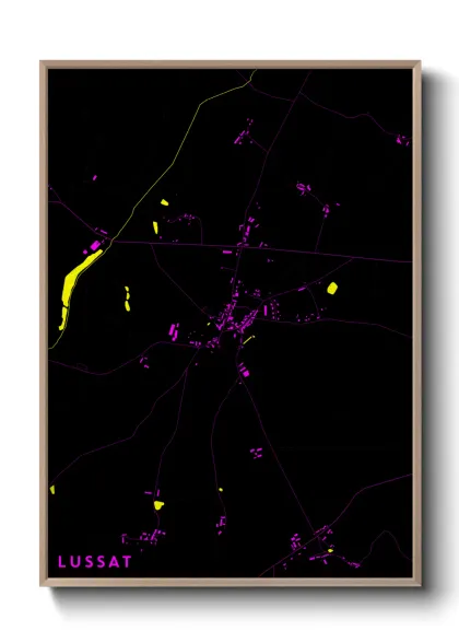 Une affiche de carte sur Lussat