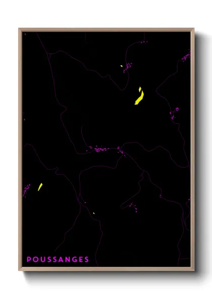 Une affiche de carte sur Poussanges