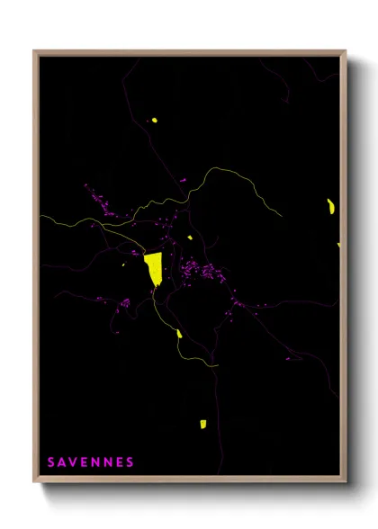 Une affiche de carte sur Savennes