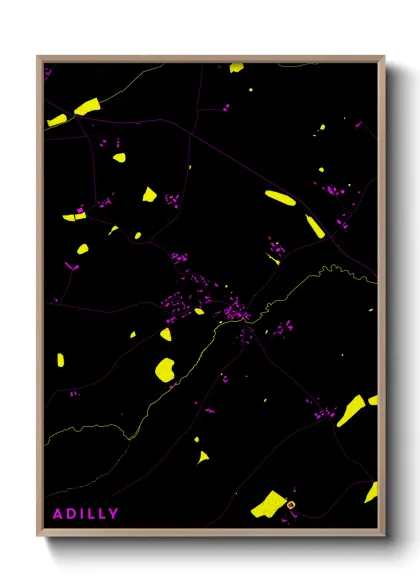 Une affiche de carte sur Adilly