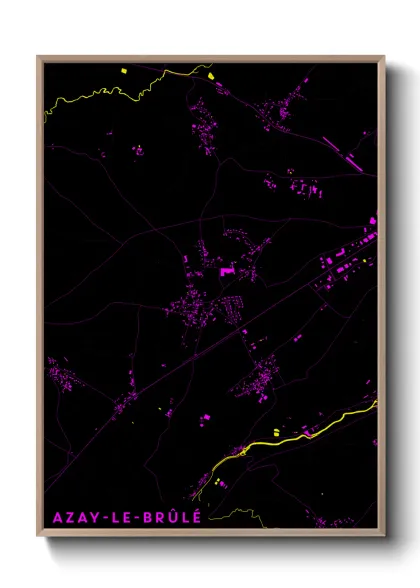 Une affiche de carte sur Azay-le-Brûlé