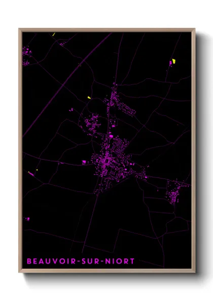 Une affiche de carte sur Beauvoir-sur-Niort