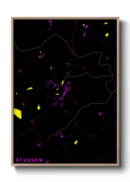 Une affiche de carte sur Étusson