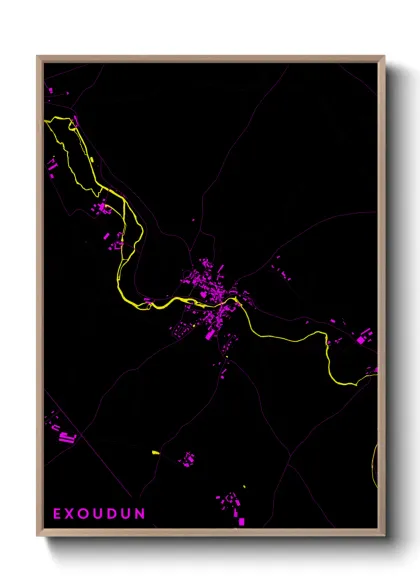 Une affiche de carte sur Exoudun