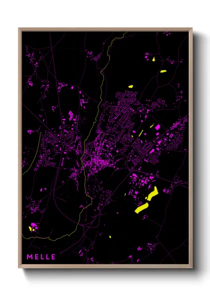 Une affiche de carte sur Melle