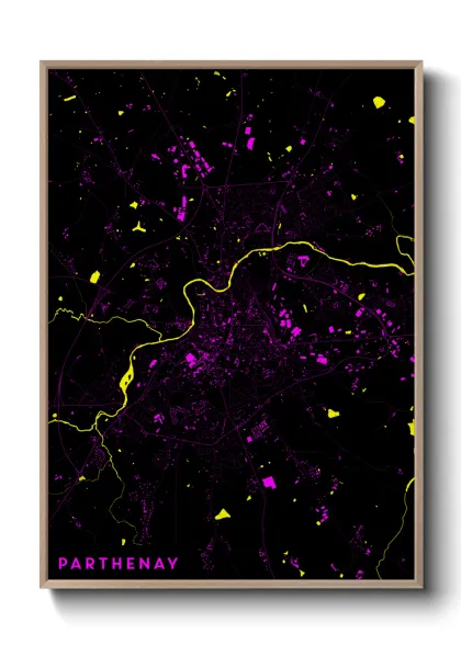 Une affiche de carte sur Parthenay