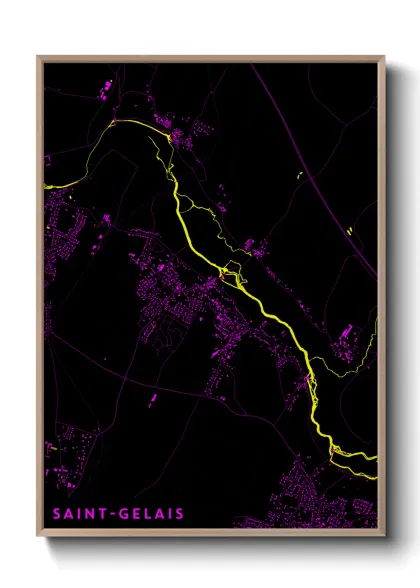 Une affiche de carte sur Saint-Gelais