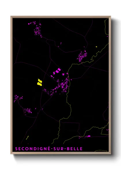 Une affiche de carte sur Secondigné-sur-Belle