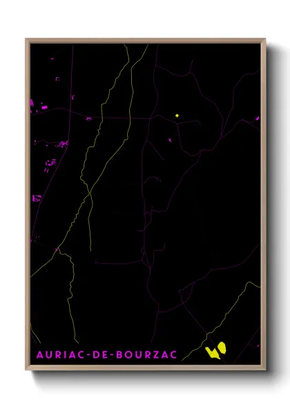 Une affiche de carte sur Auriac-de-Bourzac