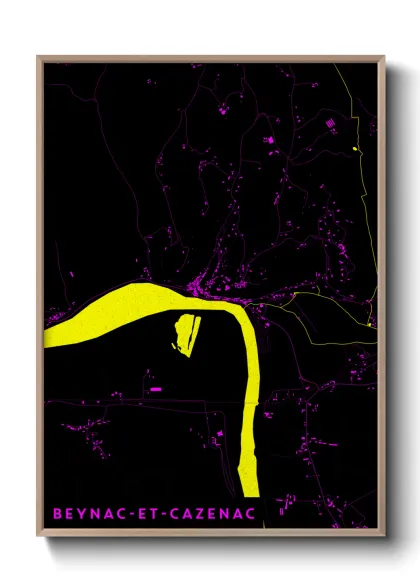Une affiche de carte sur Beynac-et-Cazenac