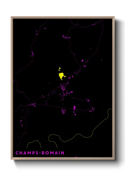 Une affiche de carte sur Champs-Romain