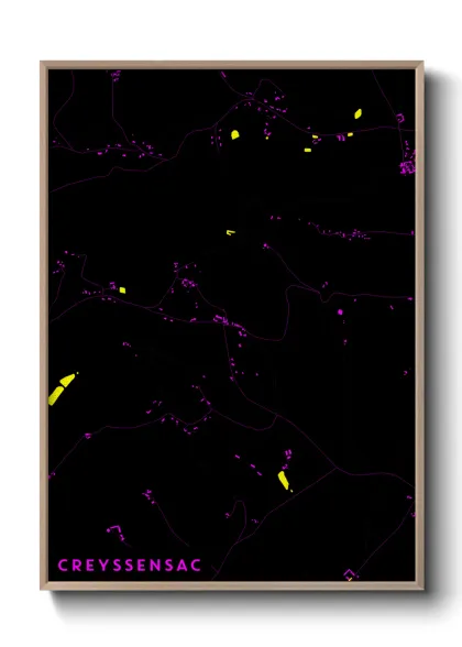 Une affiche de carte sur Creyssensac