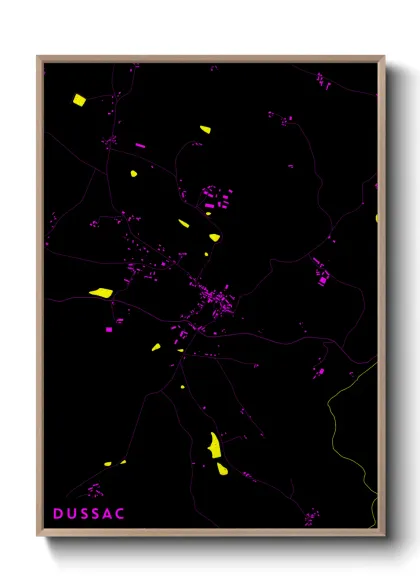Une affiche de carte sur Dussac