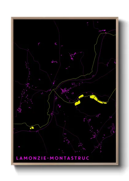 Une affiche de carte sur Lamonzie-Montastruc