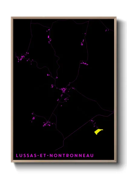 Une affiche de carte sur Lussas-et-Nontronneau