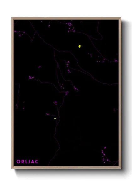 Une affiche de carte sur Orliac