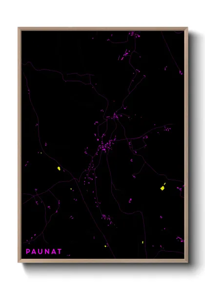 Une affiche de carte sur Paunat