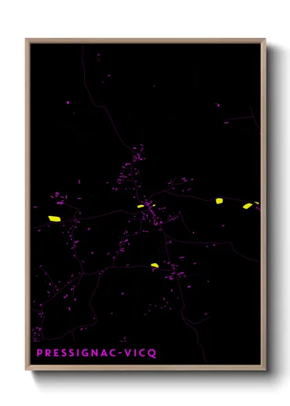 Une affiche de carte sur Pressignac-Vicq