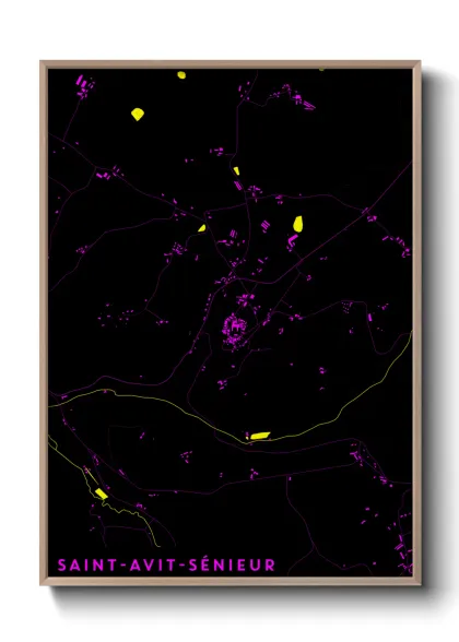 Une affiche de carte sur Saint-Avit-Sénieur