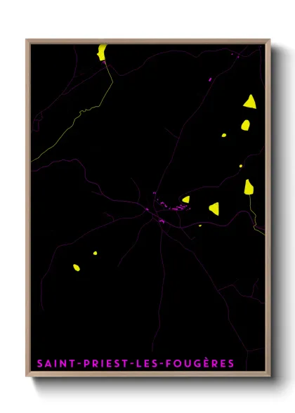Une affiche de carte sur Saint-Priest-les-Fougères