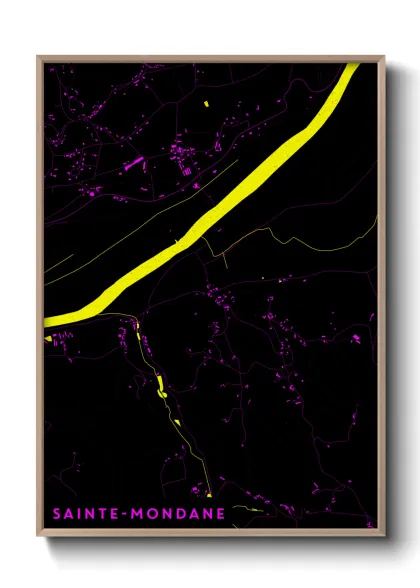 Une affiche de carte sur Sainte-Mondane