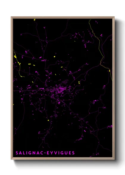 Une affiche de carte sur Salignac-Eyvigues