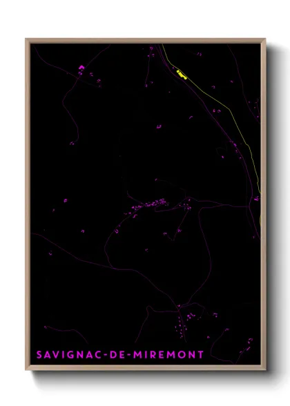 Une affiche de carte sur Savignac-de-Miremont