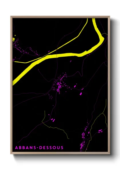 Une affiche de carte sur Abbans-Dessous