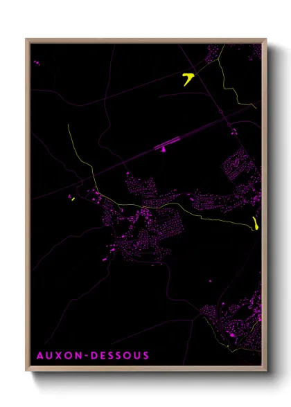 Une affiche de carte sur Auxon-Dessous