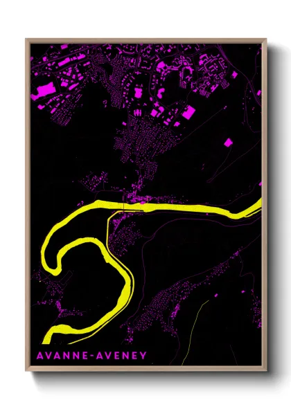 Une affiche de carte sur Avanne-Aveney