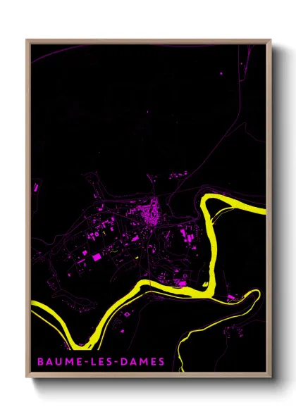 Une affiche de carte sur Baume-les-Dames