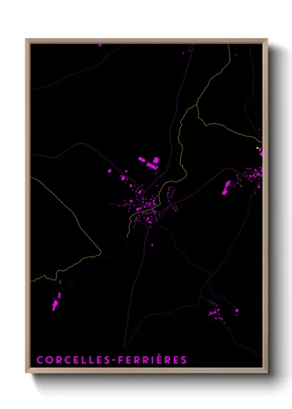 Une affiche de carte sur Corcelles-Ferrières