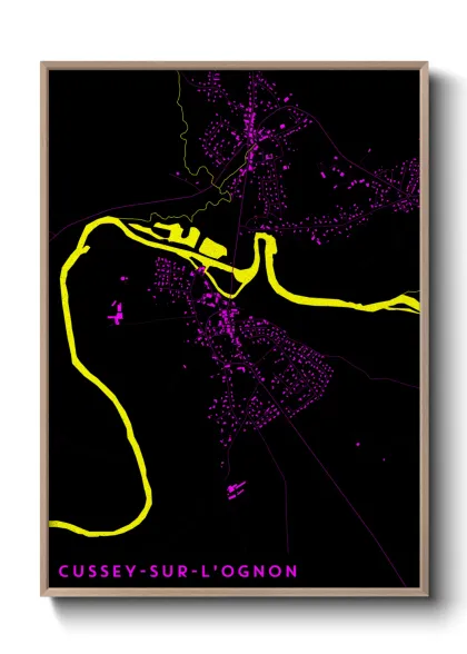 Une affiche de carte sur Cussey-sur-l'Ognon