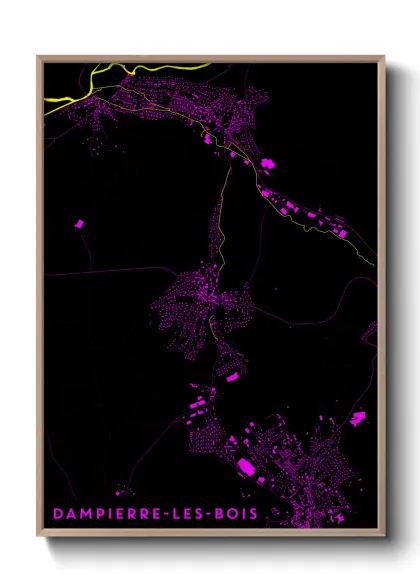 Une affiche de carte sur Dampierre-les-Bois