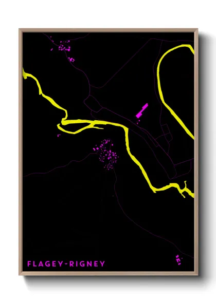 Une affiche de carte sur Flagey-Rigney