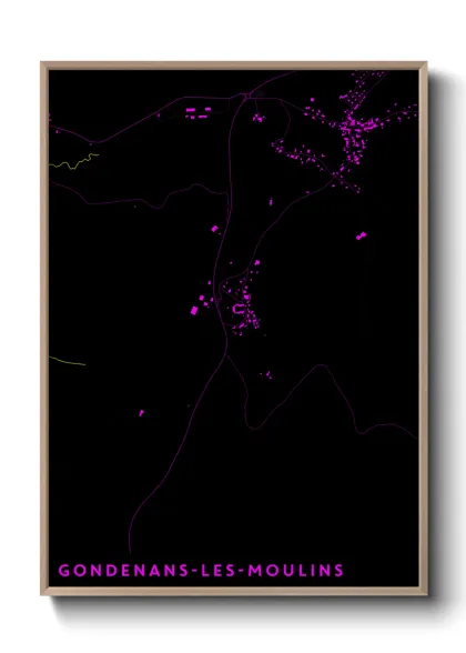 Une affiche de carte sur Gondenans-les-Moulins