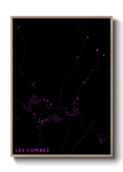 Une affiche de carte sur Les Combes