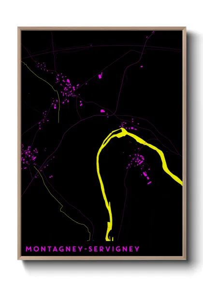 Une affiche de carte sur Montagney-Servigney
