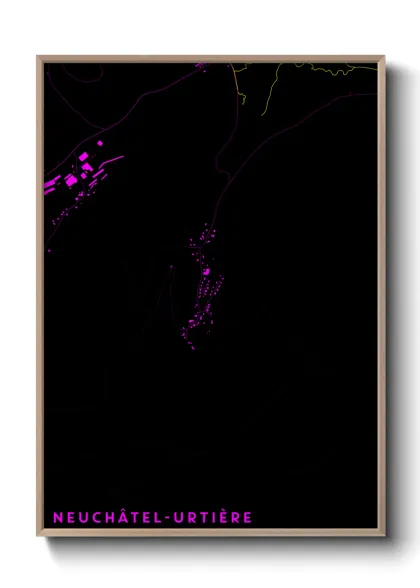 Une affiche de carte sur Neuchâtel-Urtière