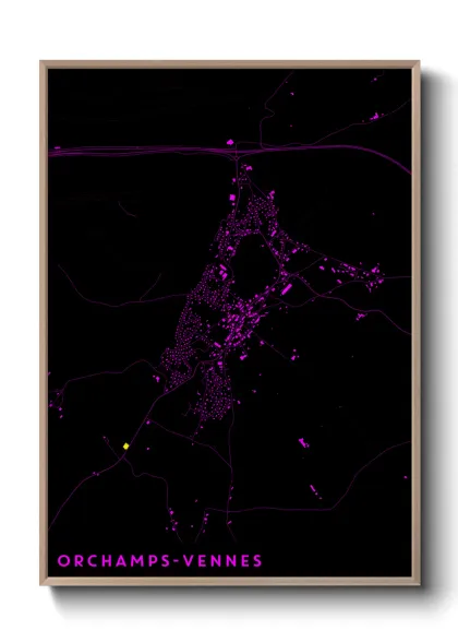 Une affiche de carte sur Orchamps-Vennes