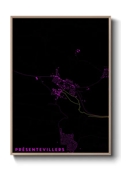 Une affiche de carte sur Présentevillers