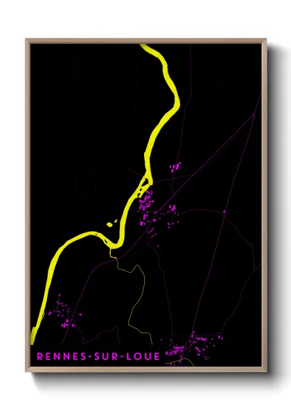 Une affiche de carte sur Rennes-sur-Loue