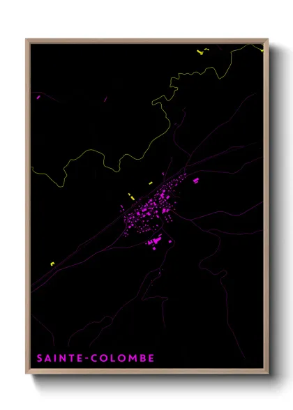 Une affiche de carte sur Sainte-Colombe