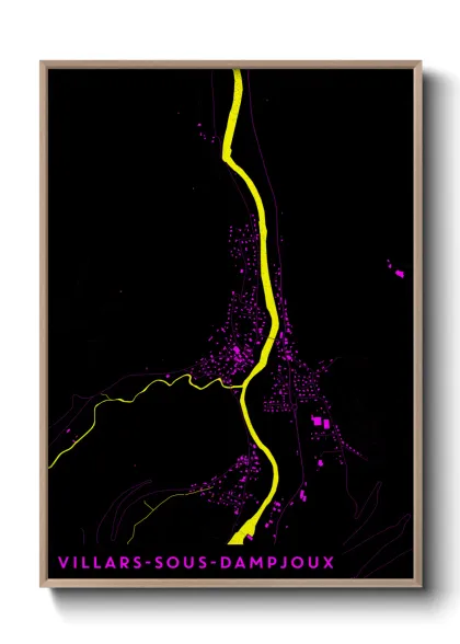 Une affiche de carte sur Villars-sous-Dampjoux