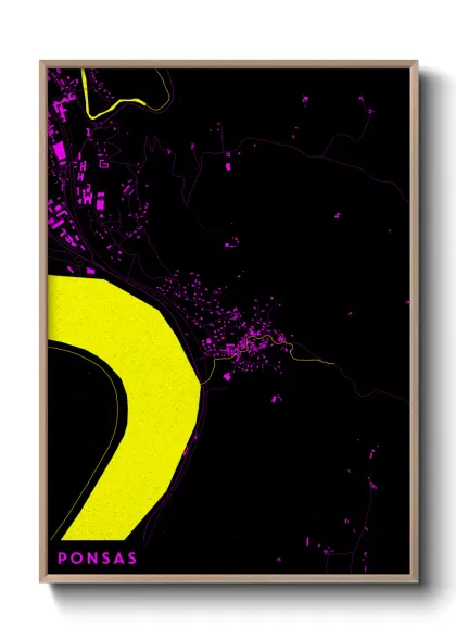 Une affiche de carte sur Ponsas