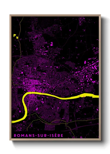 Une affiche de carte sur Romans-sur-Isère