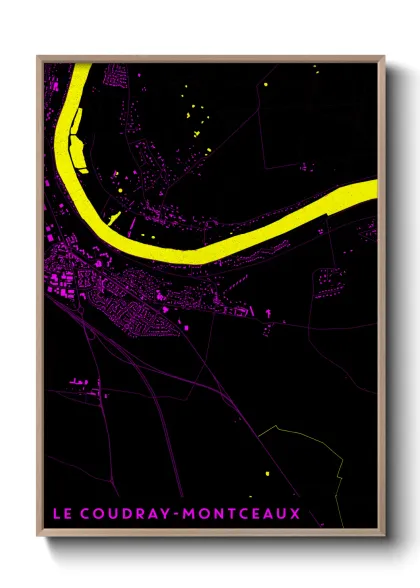 Une affiche de carte sur Le Coudray-Montceaux