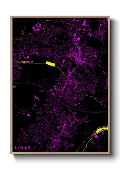 Une affiche de carte sur Linas
